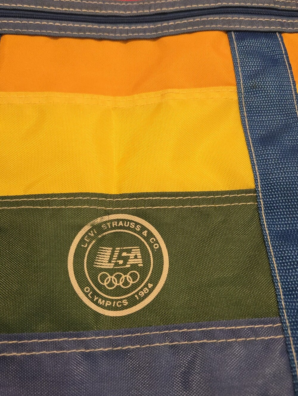 Vintage Levi Strauss 1984 Olympics Rainbow Nylon Zip Tote Bag - Picture 2 of 12